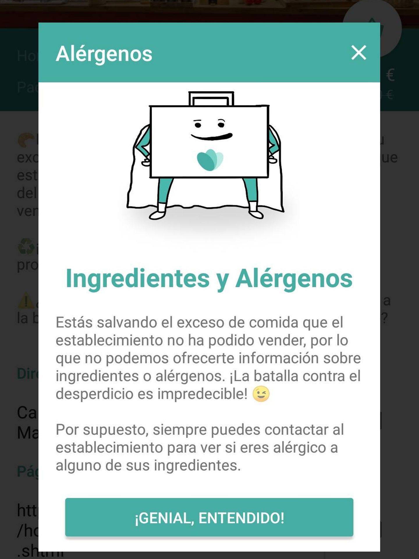 Esta es la única información que aporta la ‘app’ respecto a los alérgenos que contienen los productos (Imagen: José Manuel Blanco)