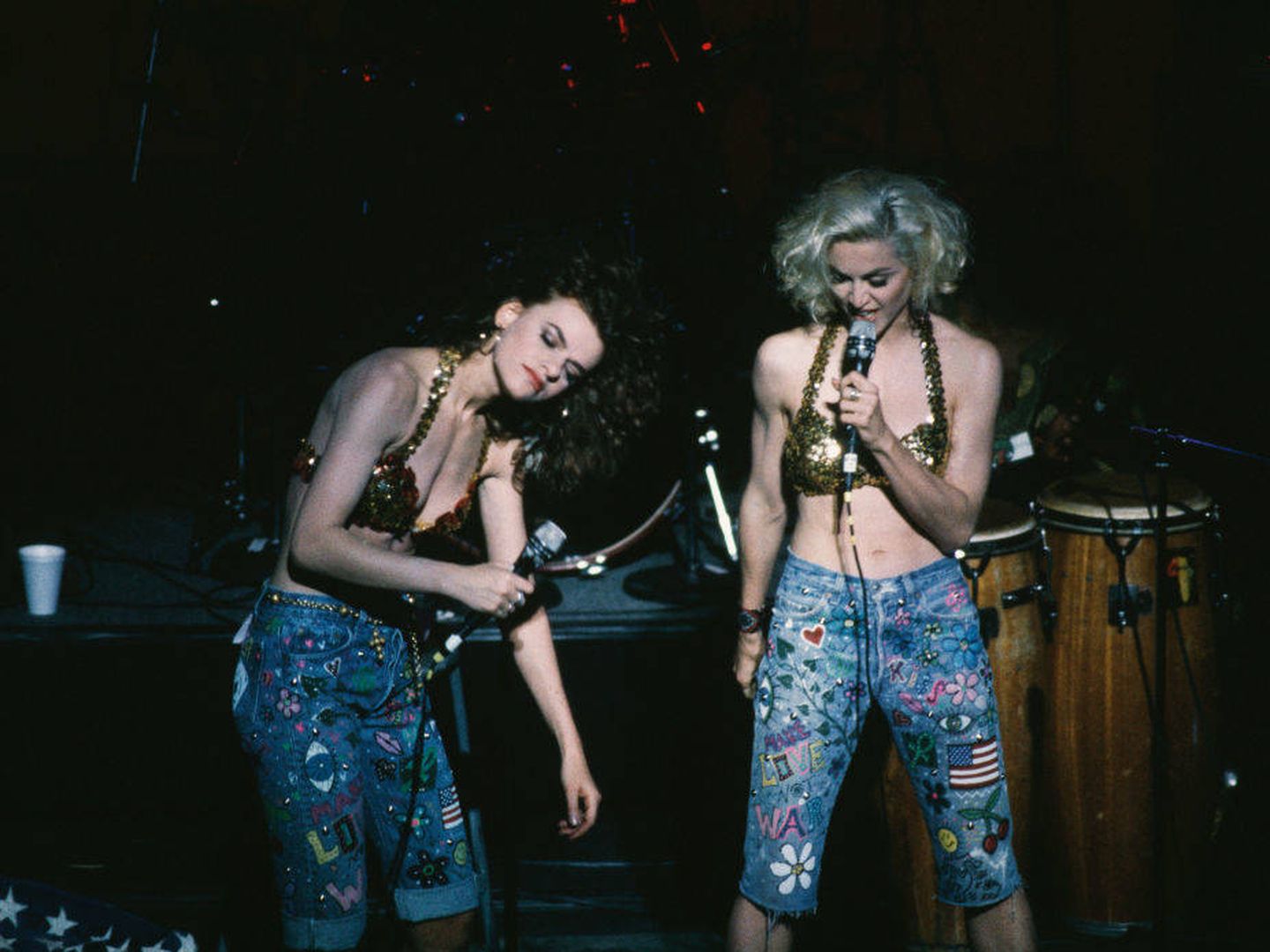 Madonna, en uno de sus conciertos en 1989. (Getty)