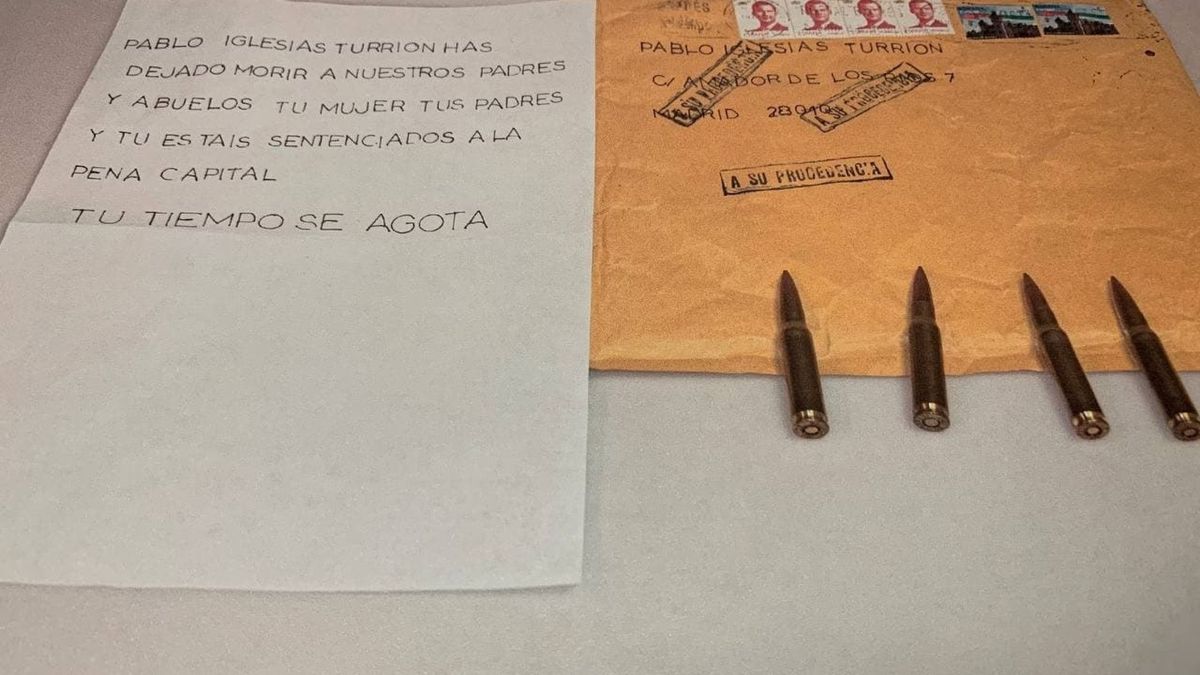 La segunda carta a Iglesias tenía una bala idéntica a las 4 primeras: "Por miserables 15.000€"