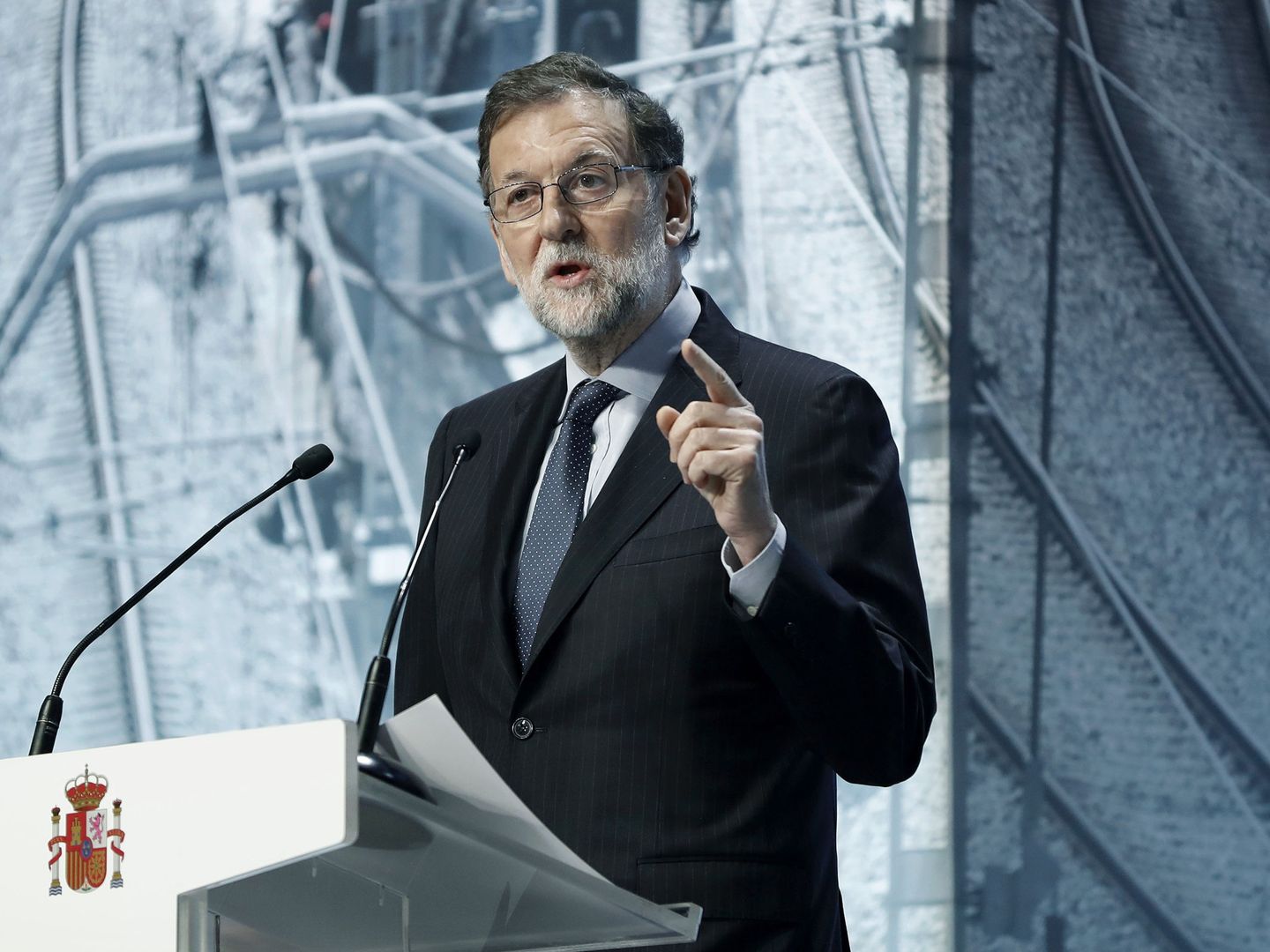 Mariano Rajoy, en la jornada de Infraestructuras de Barcelona. (EFE)