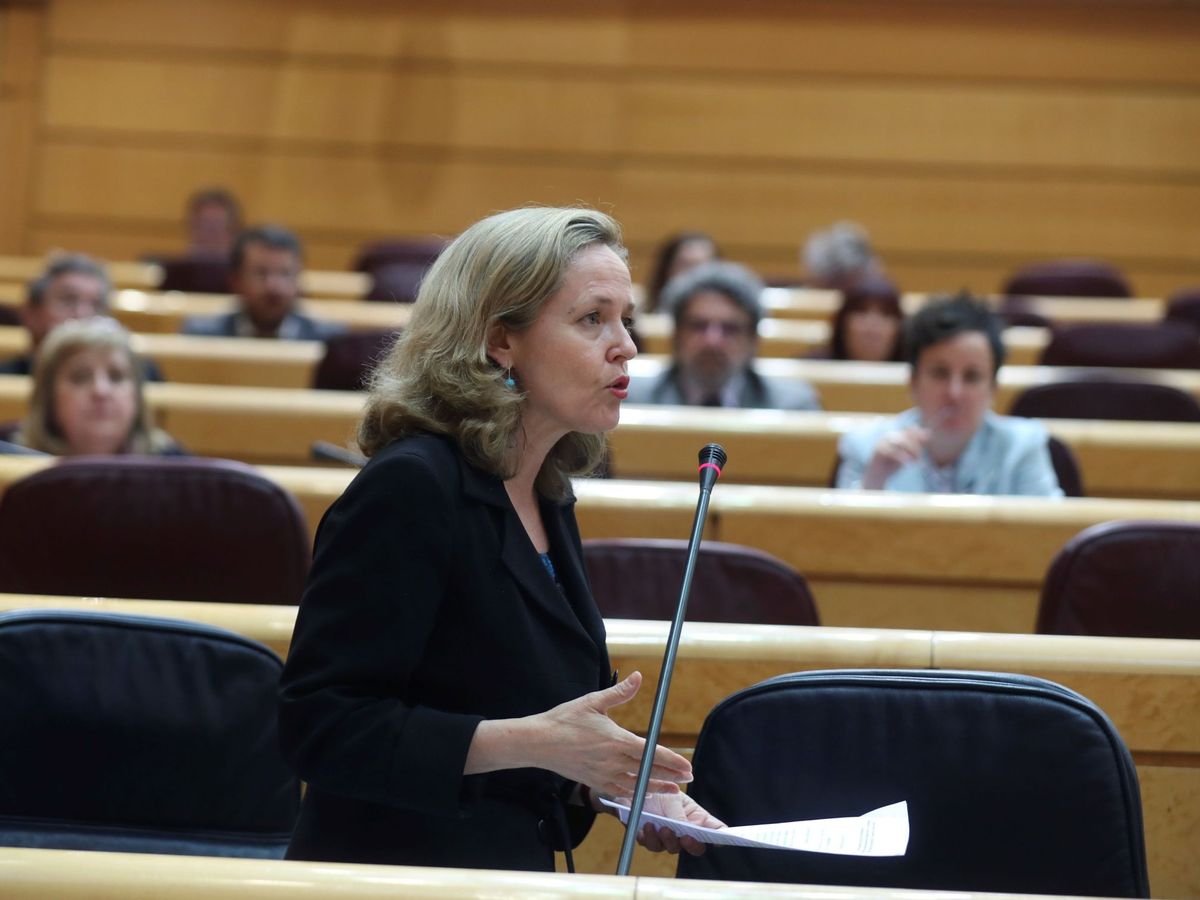 Foto: La ministra de Economía, Nadia Calviño, en el Senado. (EFE)