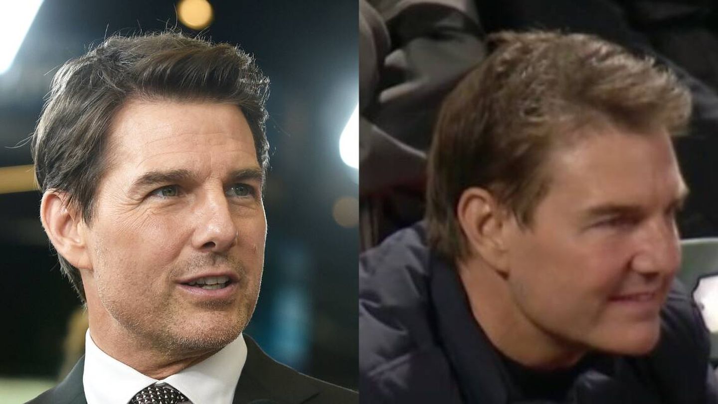 El rostro de Tom Cruise en 2019 y 2021. (Getty / Twitter)