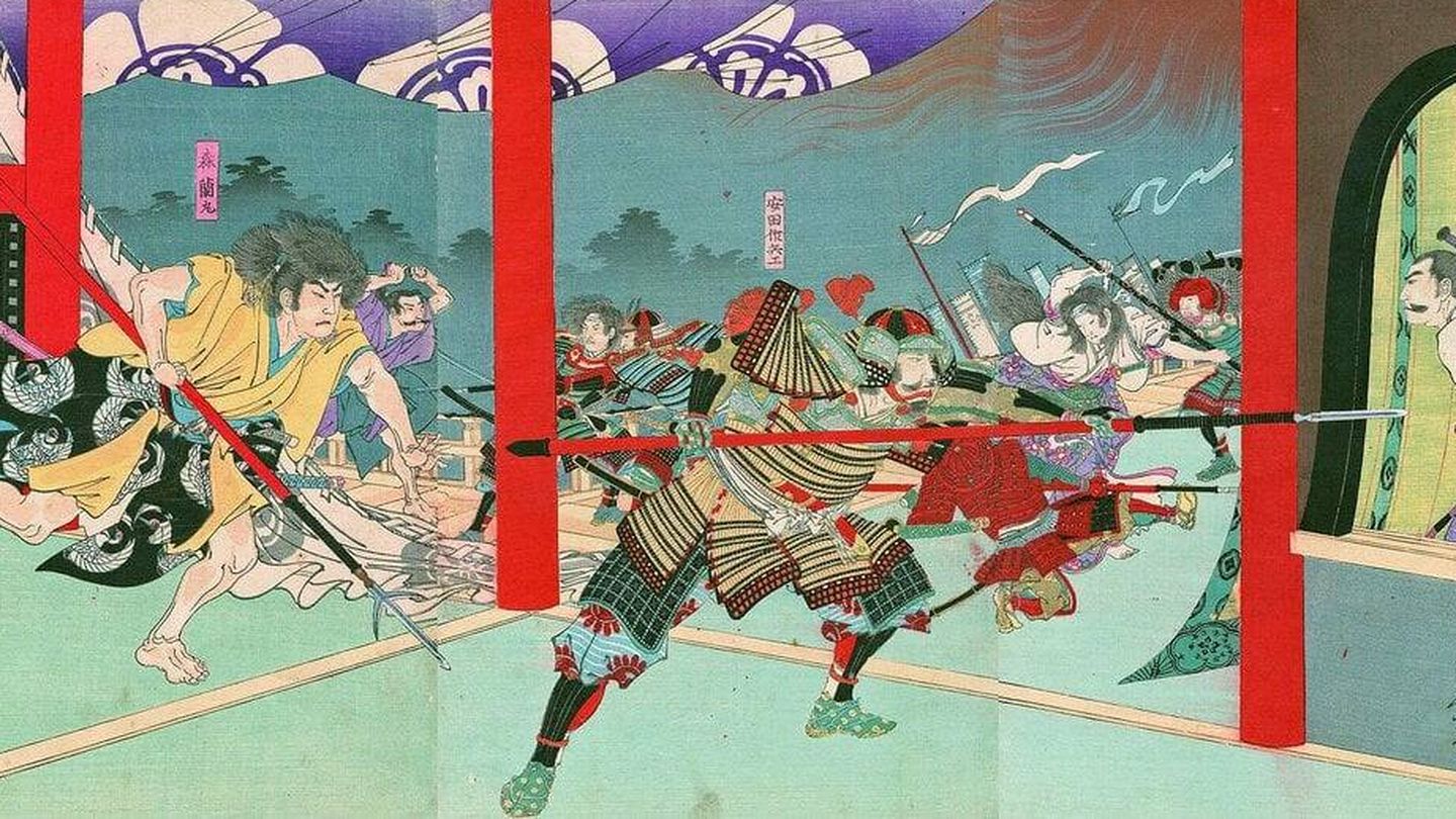 La masacre del templo Hannoji en una pintura de la dinastía Meji. (Wikimedia Commons)