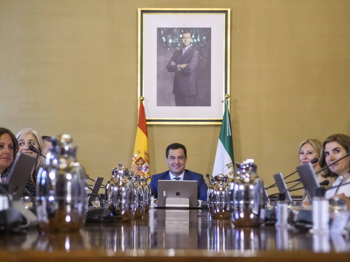 Foto: El presidente de la Junta, Juanma Moreno, en el primer consejo de Gobierno del nuevo gabinete. (EFE/Raúl Caro)