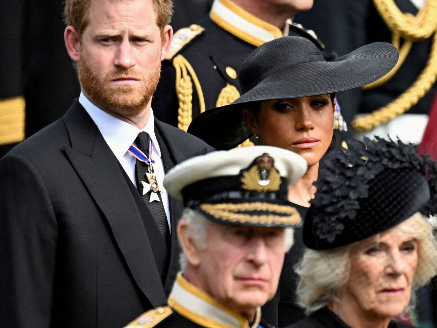 Los cuatro despidieron juntos a la reina Isabel II en su funeral. (Reuters/Toby Melville)