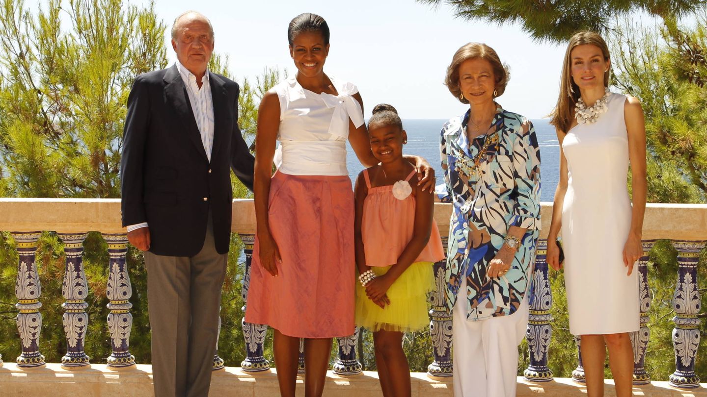 Michelle Obama con la familia real española en Mallorca. (Getty)