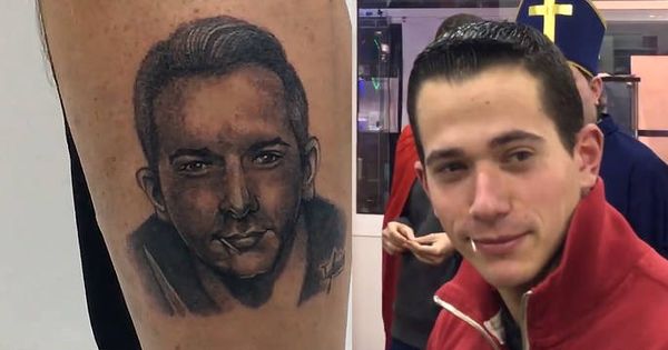 Foto: Sergio Álvarez y el tatuaje que han hecho de su cara... y de su palillo (Foto: Facebook)
