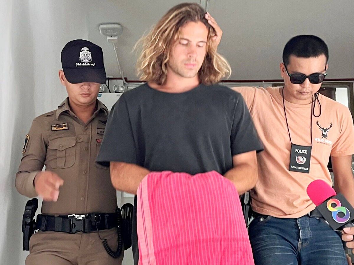 Foto: Daniel Sancho, tras su detención por parte de la policía de Koh Phangan. (EFE)