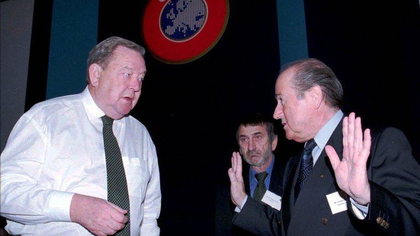 Foto: Lennart Johansson y 'Sepp' Blatter, en noviembre de 1998.