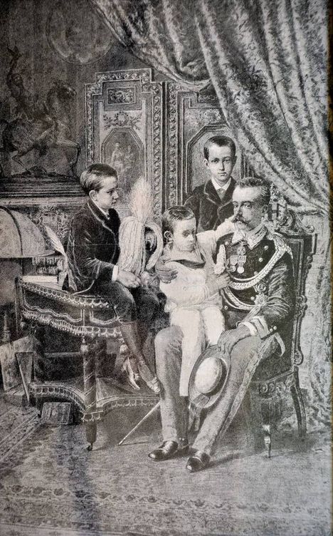 Amadeo I con sus hijos, de Giacomo de Chirico. (Wikipedia)