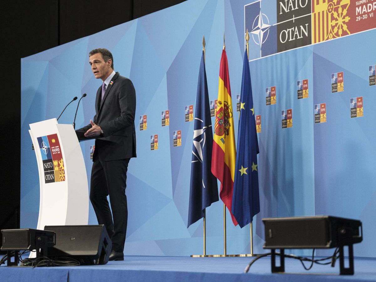 Foto: Pedro Sánchez durante la cumbre de la OTAN en Madrid. (Sergio Beleña)