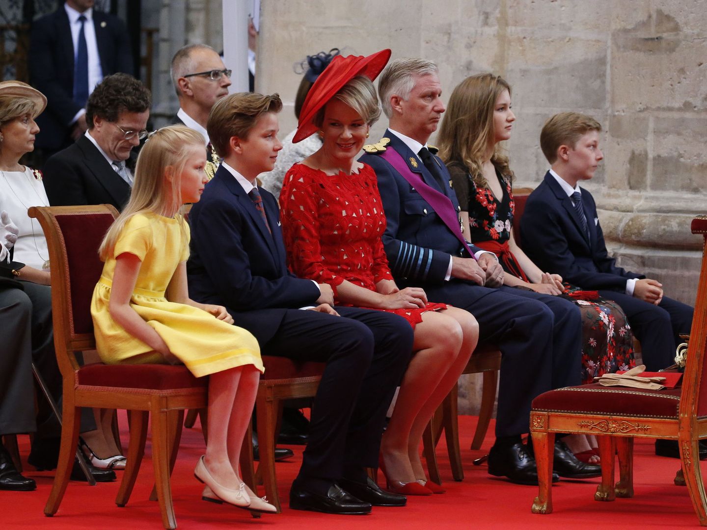 Los reyes belgas Matilde y Felipe junto a sus hijos, en un acto institucional. (Efe)