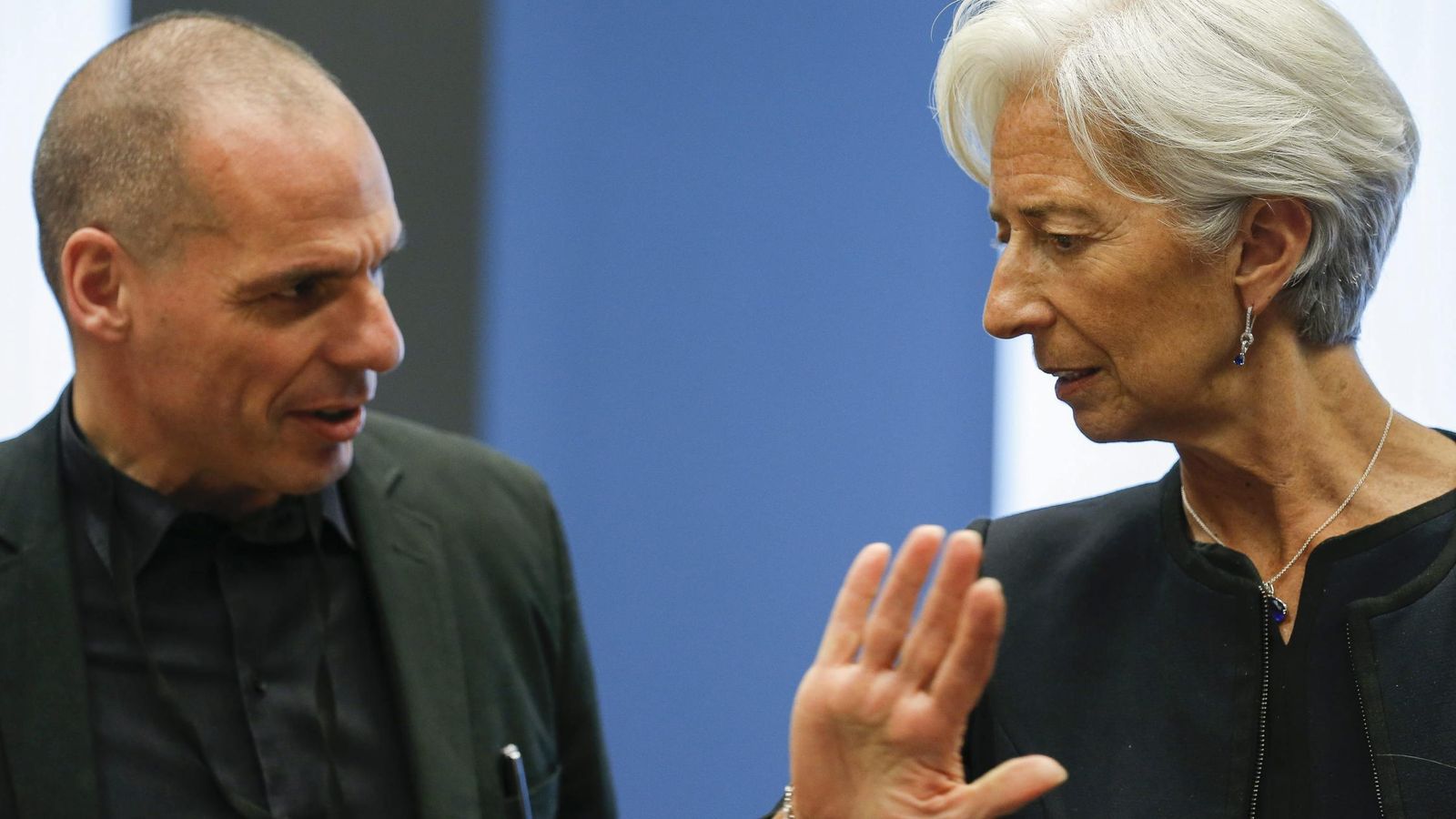 Foto: El ministro de Finanzas griego, Yanis Varufakis, y la directora gerente del Fondo Monetario Internacional (FMI), Christine Lagarde