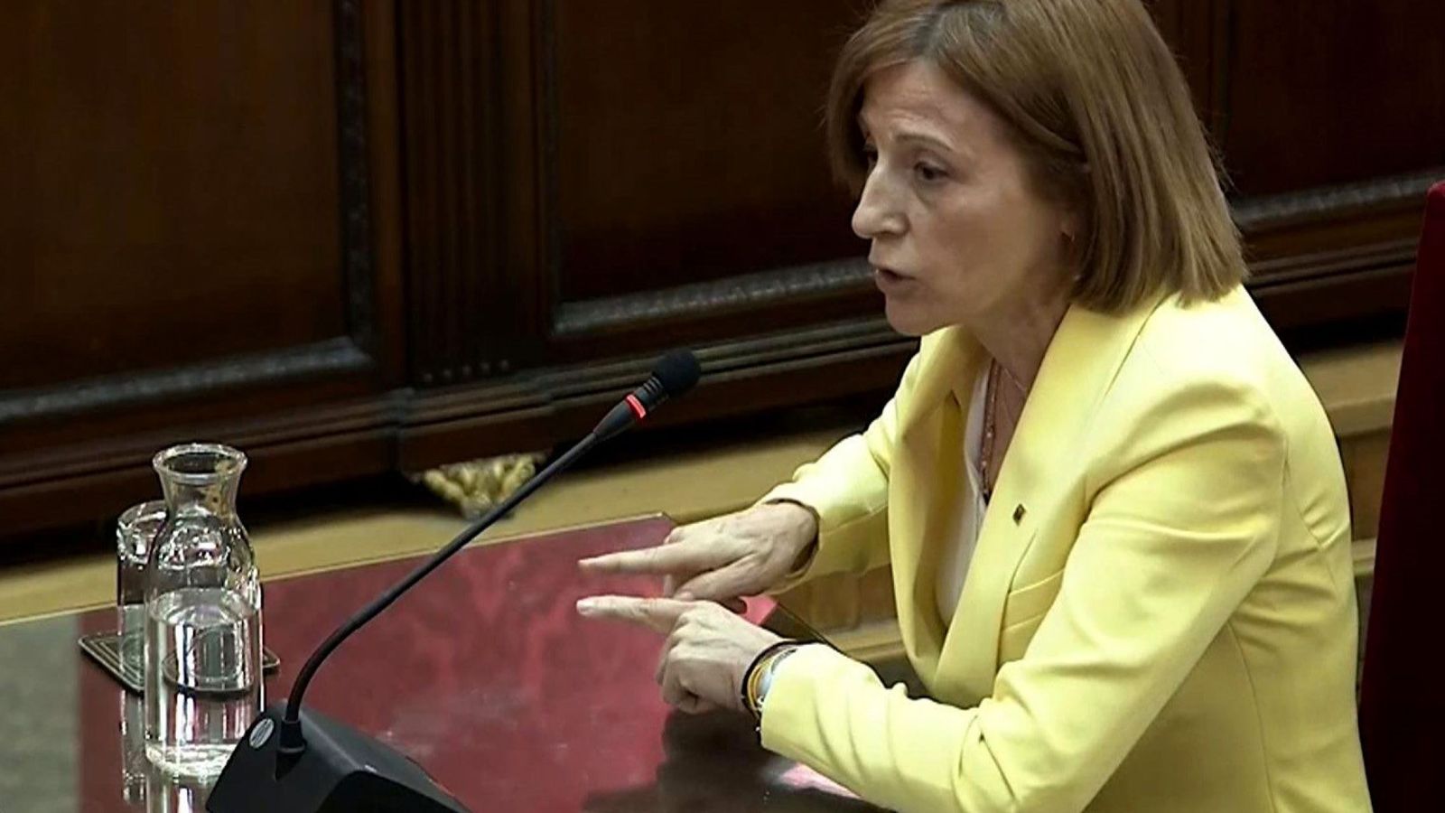Foto: La expresidenta del Parlament Carme Forcadell en el juicio del 'procés'. (EFE)