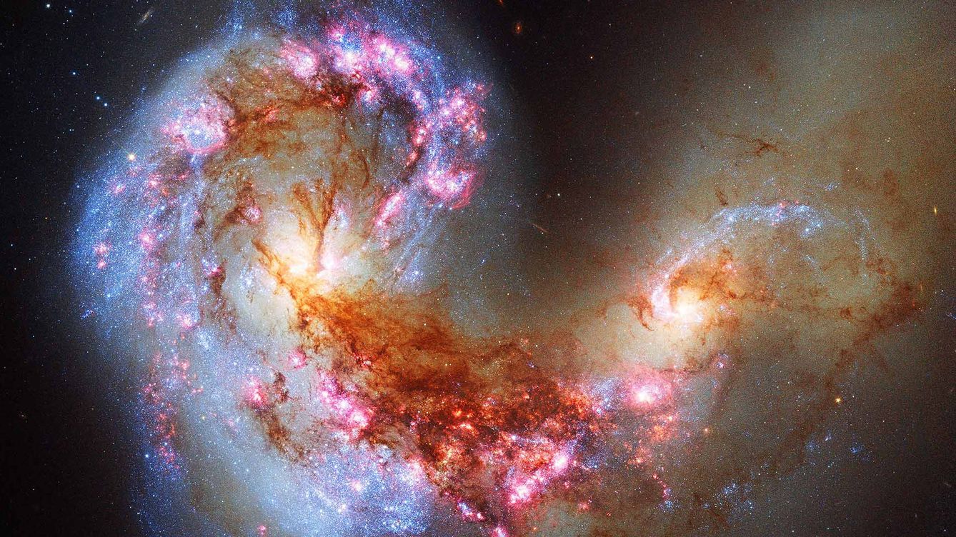 Foto: Las Galaxias Antennae son un ejemplo de una gran galaxia con brote estelar. (NASA - ESA)