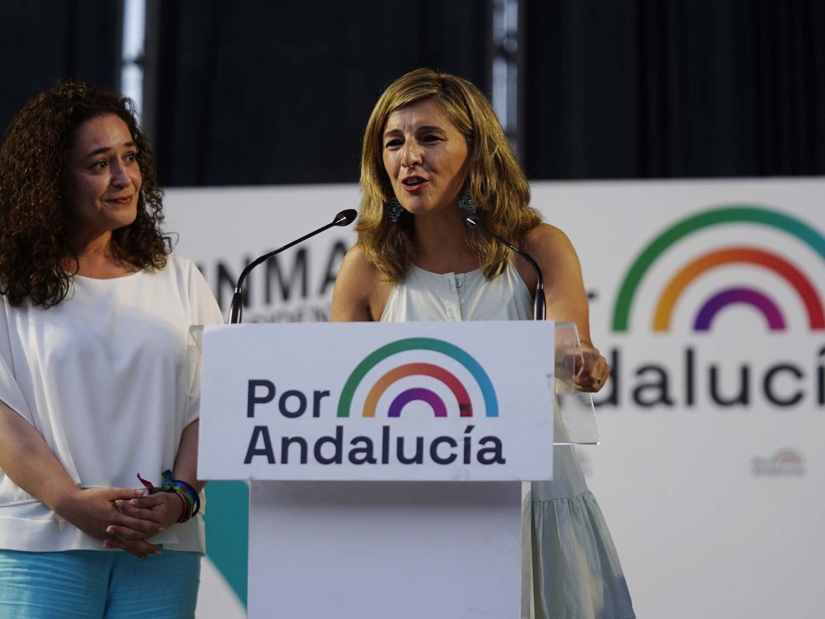Foto: La vicepresidenta Yolanda Díaz, junto a la candidata de Por Andalucía, Inma Nieto. (EFE/Rafa Alcaide)