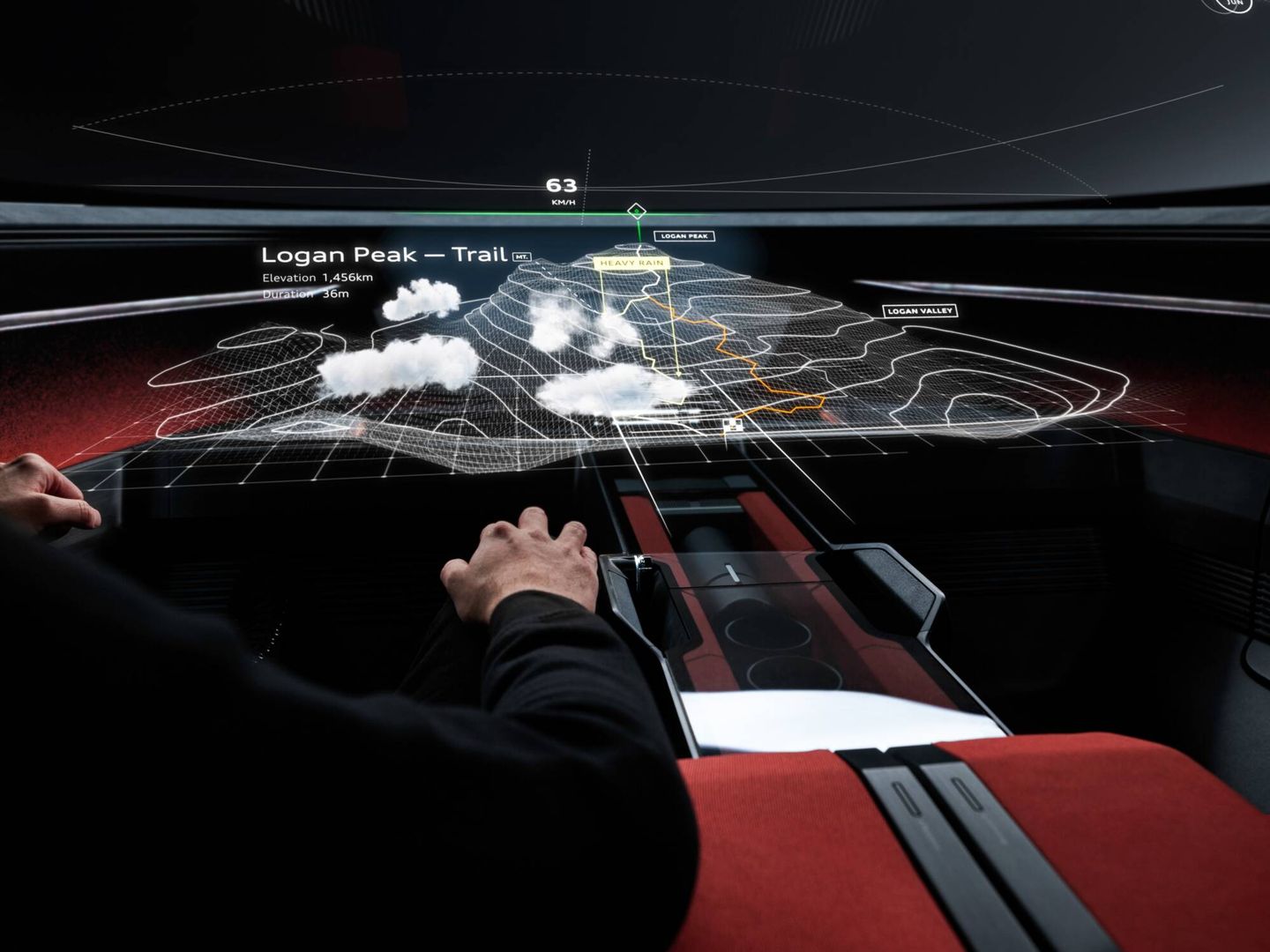 En conducción en modo Off Road, el coche puede representar curvas de nivel y otros efectos gráficos.