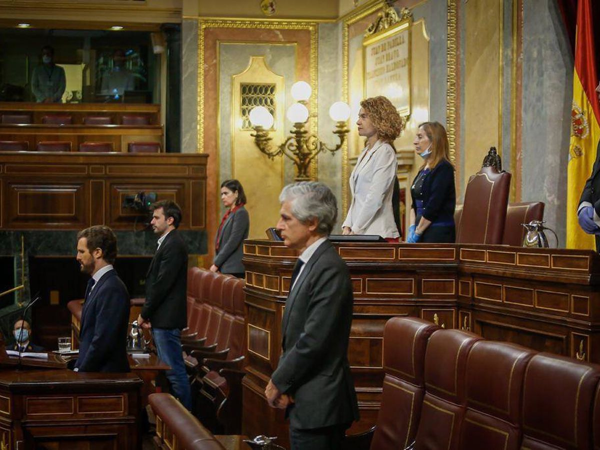 Foto: Minuto de silencio en el Congreso a petición de Pablo Casado. (Congreso de los Diputados)