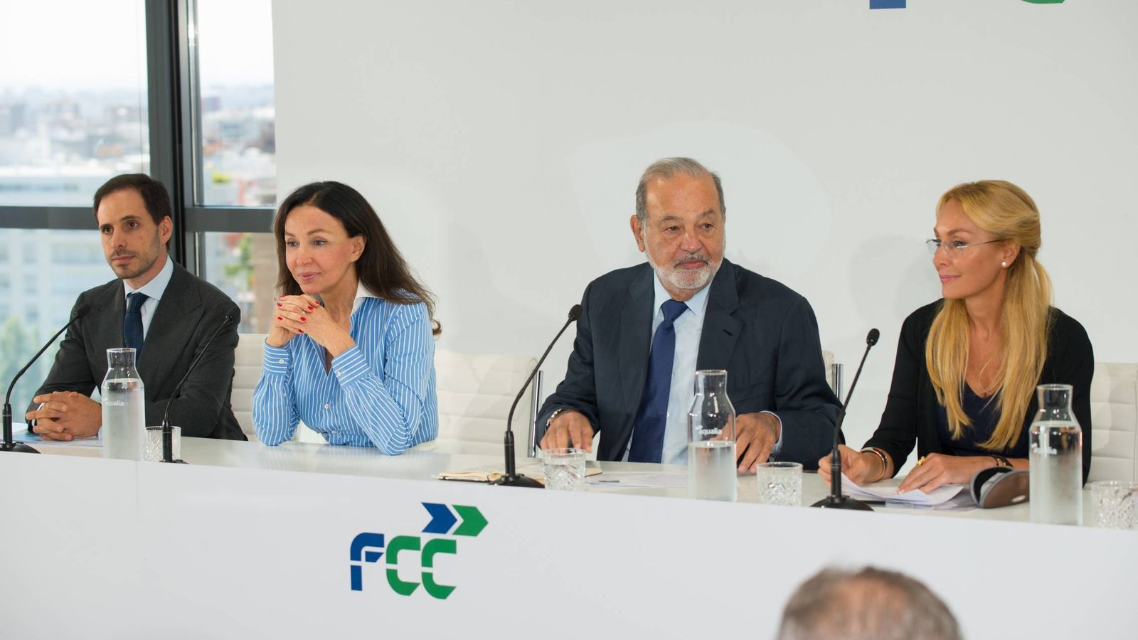 Foto: Esther Koplowitz, Carlos Slim y Esther Alcorcer, durante el Investors Day de FCC.