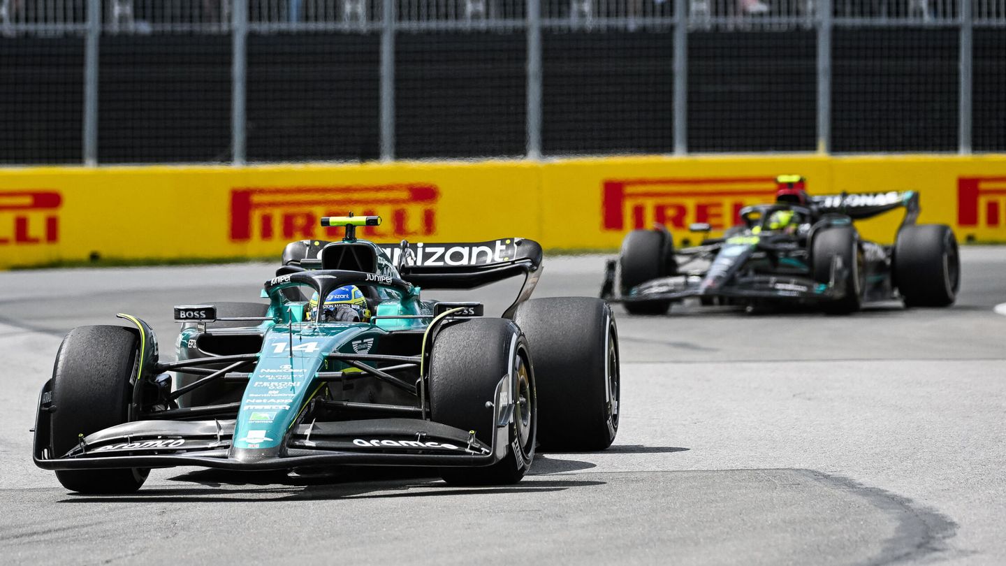 Mercedes estuvo presionando intensamente a Alonso y Aston Martin en Canadá. (Reuters/Gilles Veneuve)