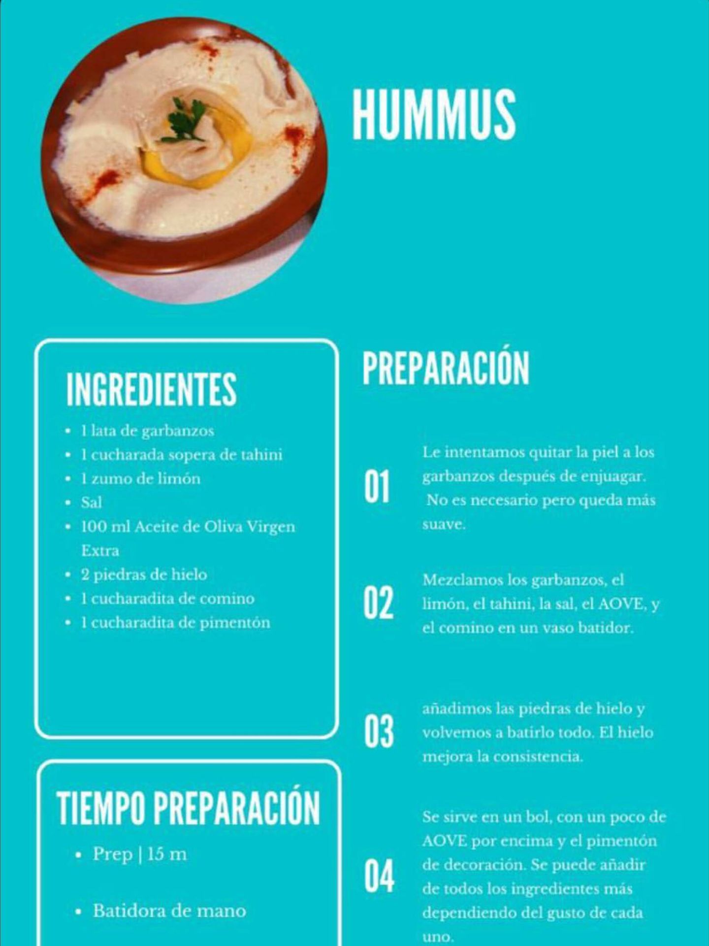 La receta del hummus de Vicky Martín Berrocal. (Instagram/@vickymartinberrocal)