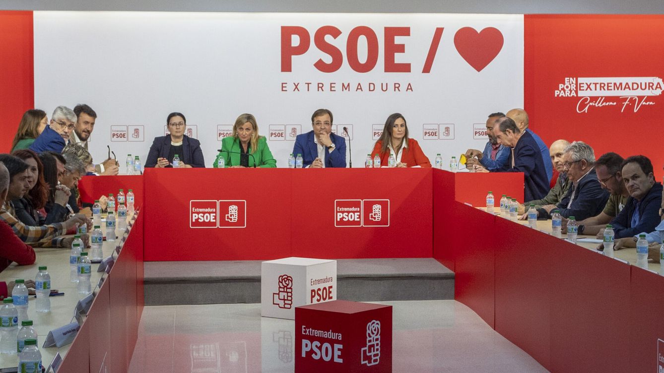 Foto: El secretario general del PSOE extremeño, Guillermo Fernández Vara (c), durante la reunión de la Comisión Regional. (EFE/Jero Morales 