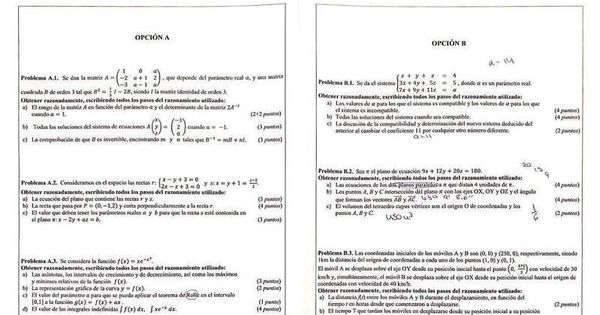 Foto: Examen de matemáticas de selectividad que ha generado la polémica en Valencia. (Change.org)
