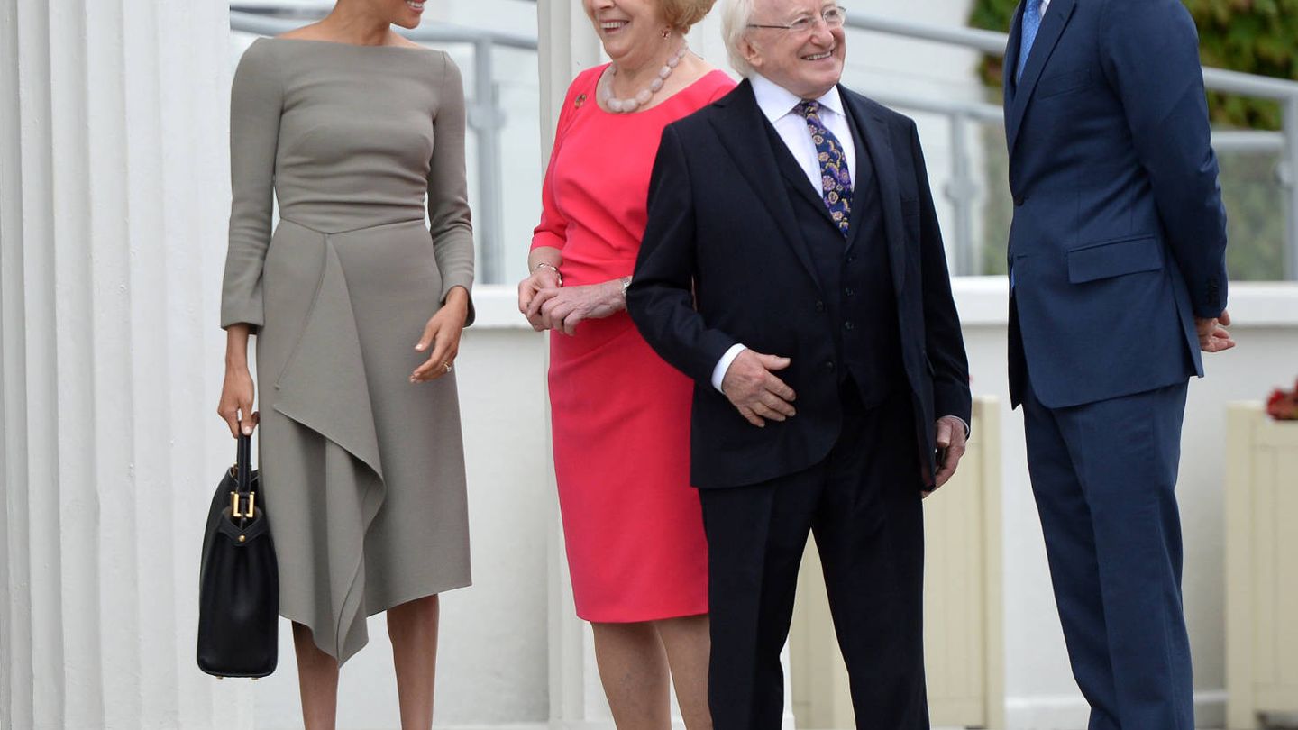  La pareja, junto al presidente de Irlanda y su esposa. (Getty)