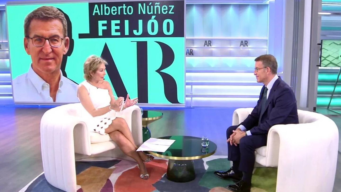 Ana Rosa Quintana y Alberto Núñez Feijóo en 'AR'. (Mediaset España)