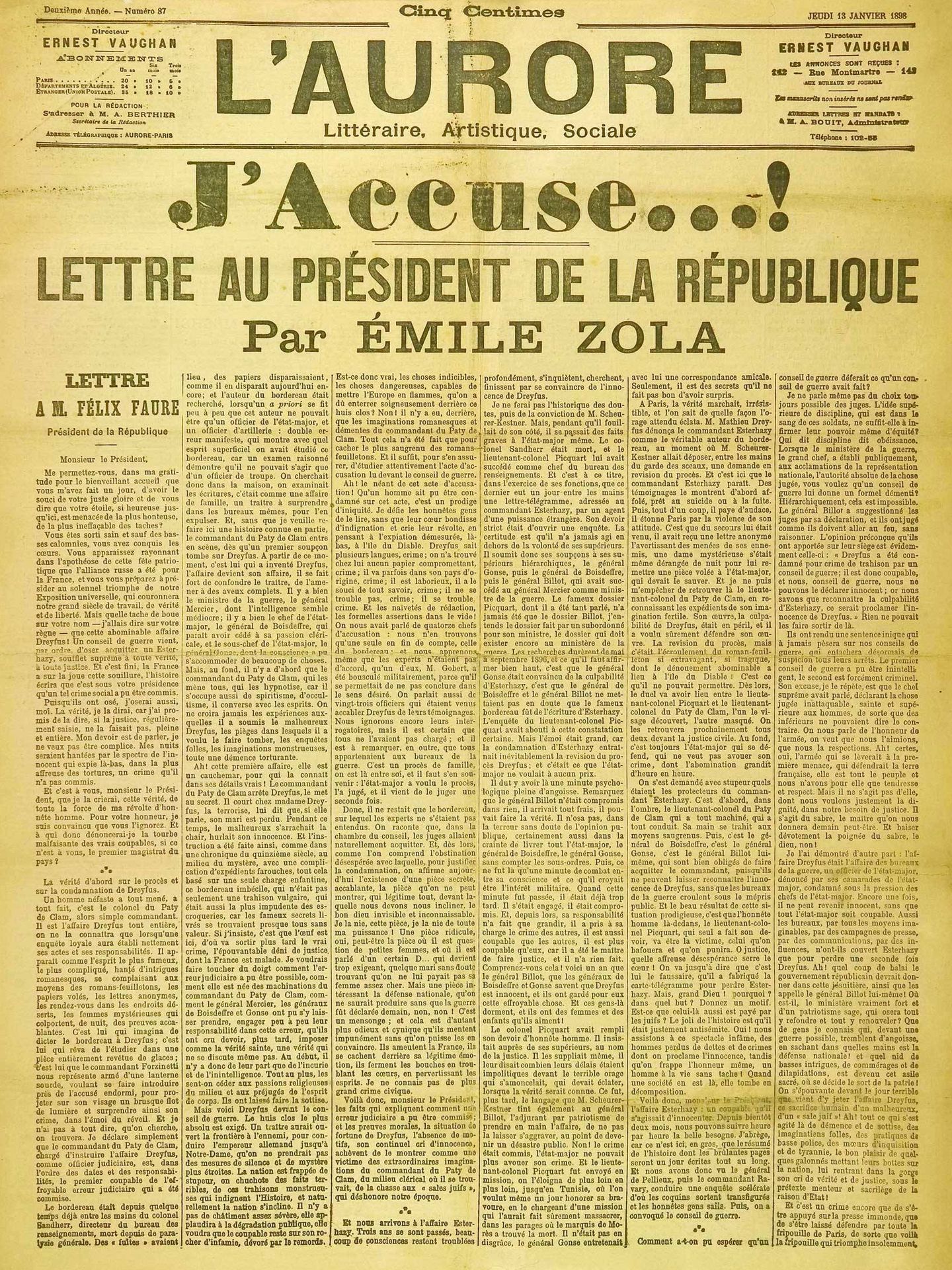 'J'accuse, de Zola