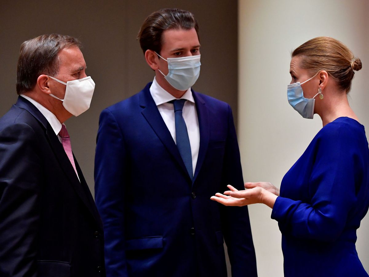 Foto: Stefan Lofven, primer ministro sueco, junto al canciller Sebastian Kurz y la primera ministra danesa, Mette Frederiksen. (Reuters)