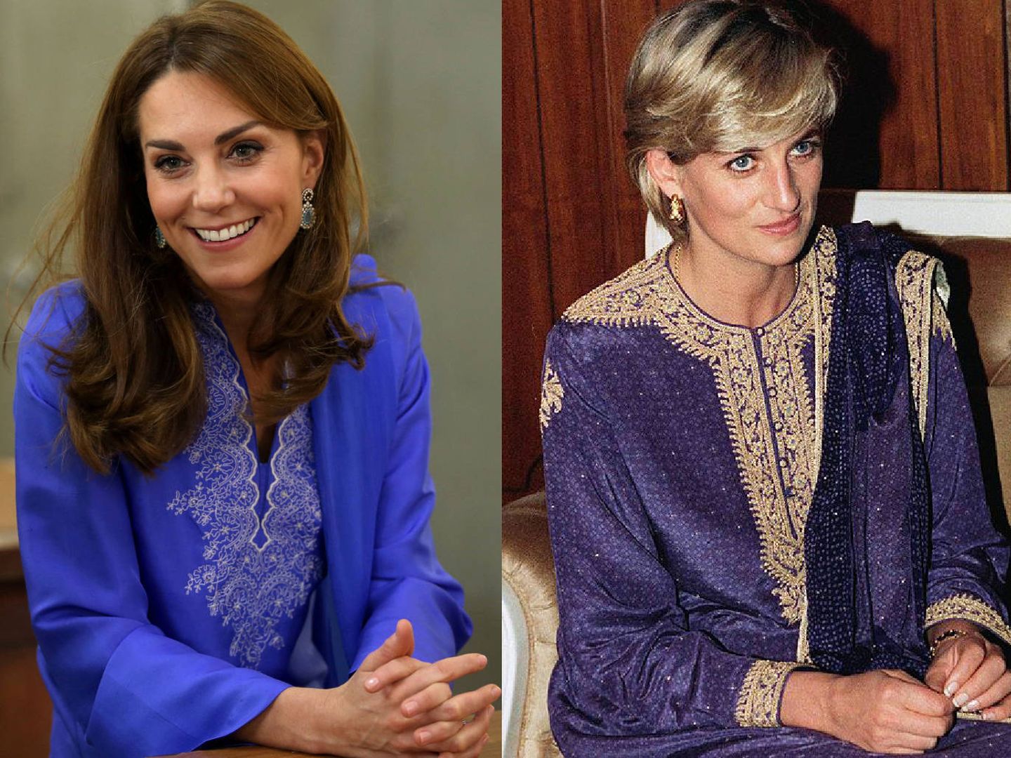 El look de Kate, inspirado en el que lució Diana en su viaje a Pakistán. (EFE / Getty)