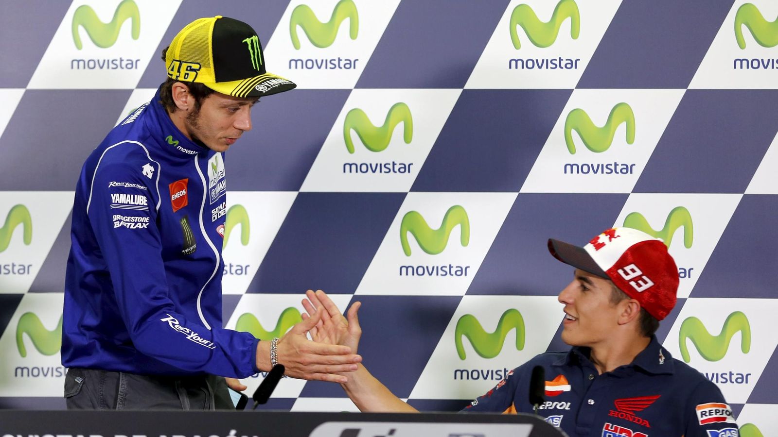 Foto: Valentino Rossi y Marc Márquez en Motorland (Reuters).