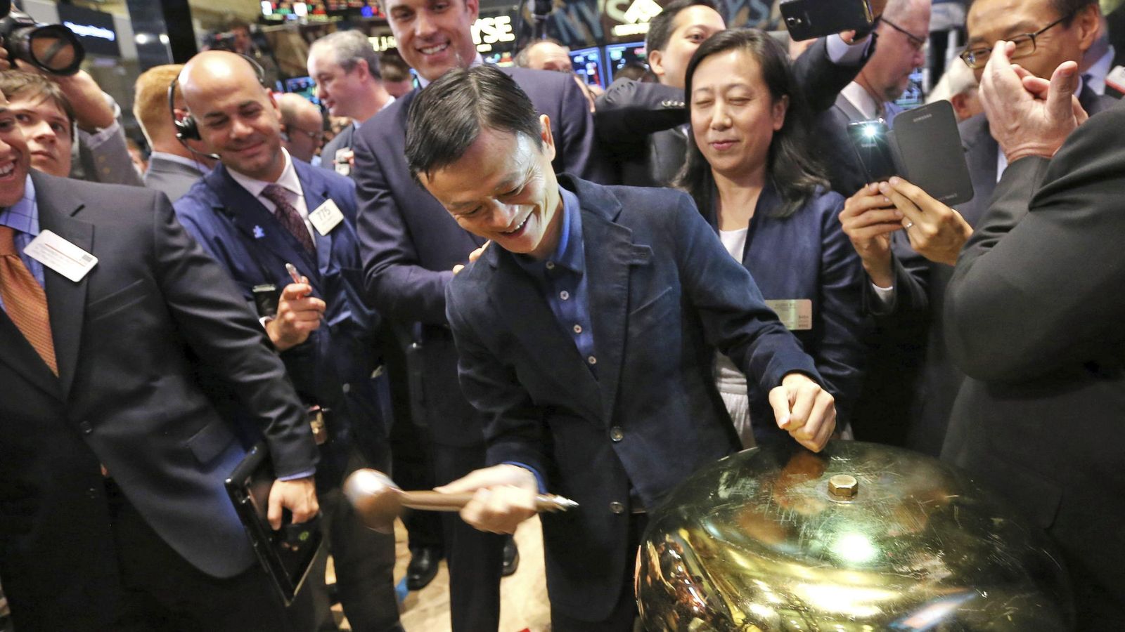 Foto: El presidente de la compañía de comercio electrónico Alibaba, Jack Ma, durante la primera OPV de la empresa en la Bolsa de Nueva York, en 2014. (Reuters)