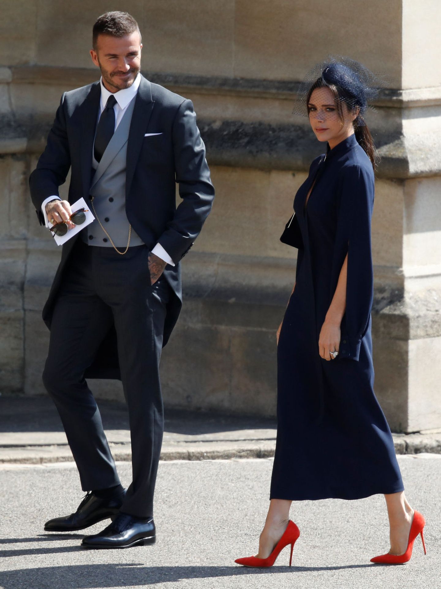 David y Victoria Beckham, en la boda de los Sussex. (Reuters/Odd Andersen)