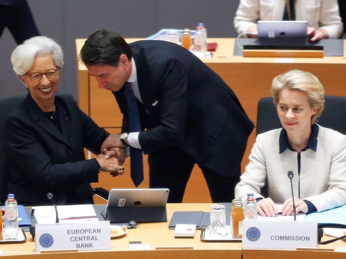 Foto: Primer ministro Italiano, Giuseppe Conte con el presidenta del Banco Central Europeo, Christine Lagarde (EFE)