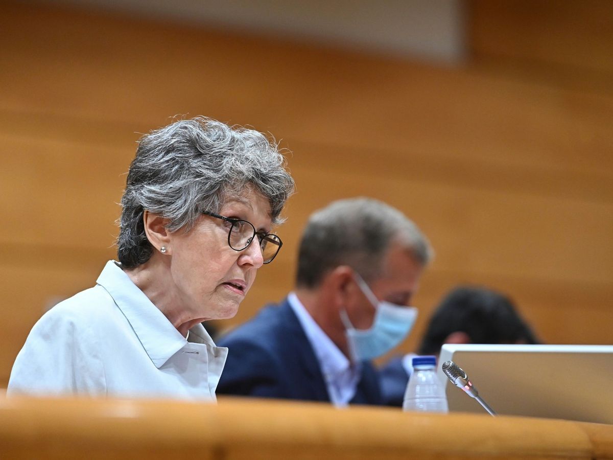 Foto: La administradora única de RTVE, Rosa María Mateo, durante su comparecencia ante la Comisión Mixta de Control Parlamentario de RTVE el pasado agosto. (EFE)