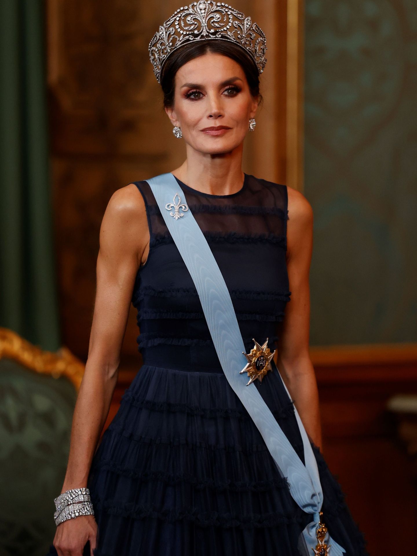 La Reina, en Suecia con vestido de H&M Conscious. (EFE/Juanjo Martín) 