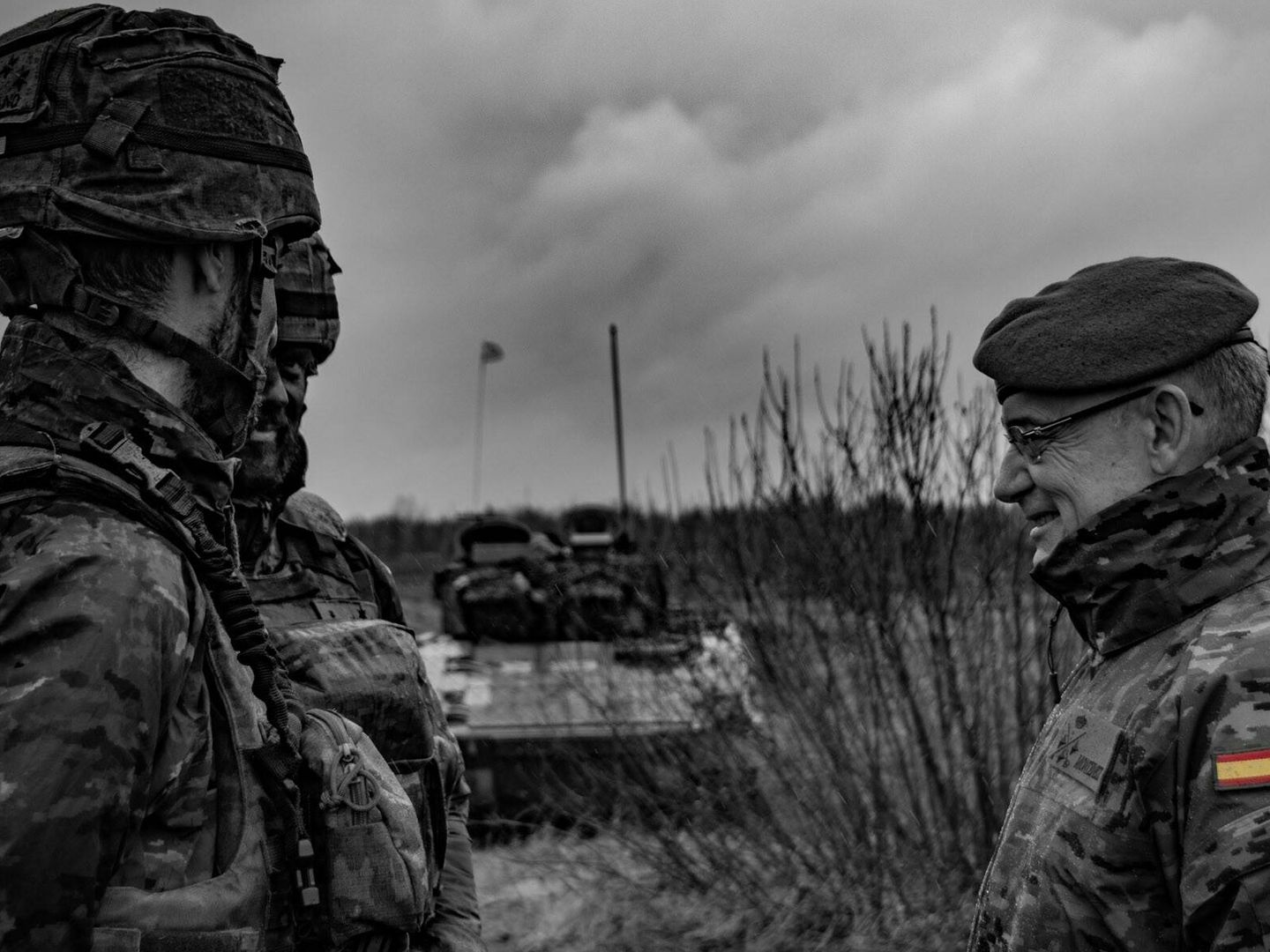 Base Adazi en Letonia, con las fuerzas españolas de la Presencia Avanzada Reforzada de la OTAN en marzo de 2020. (Cedida)