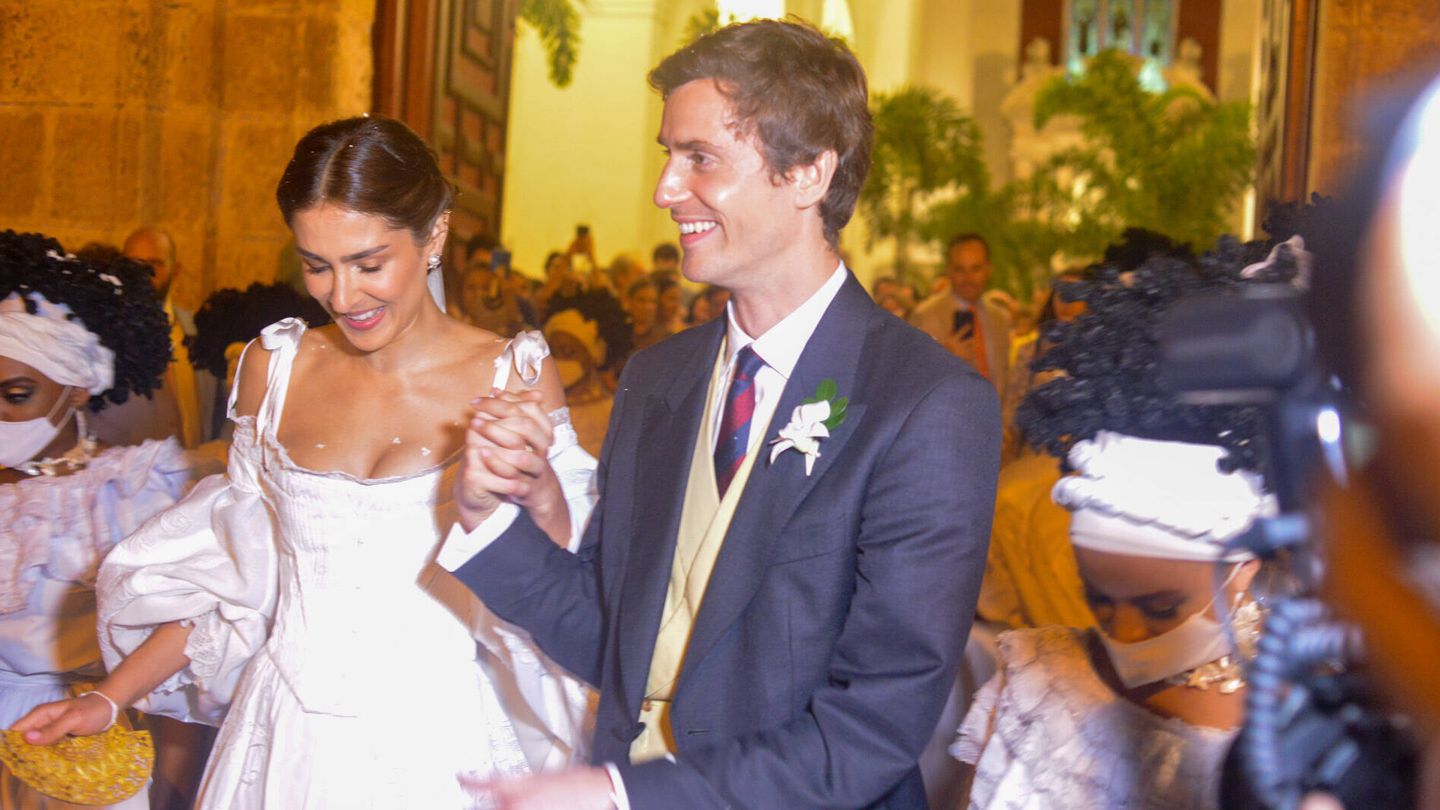 Josef-Emanuel de Liechtenstein y Claudia Echavarría en su boda en Cartagena de Indias. (Gtres)