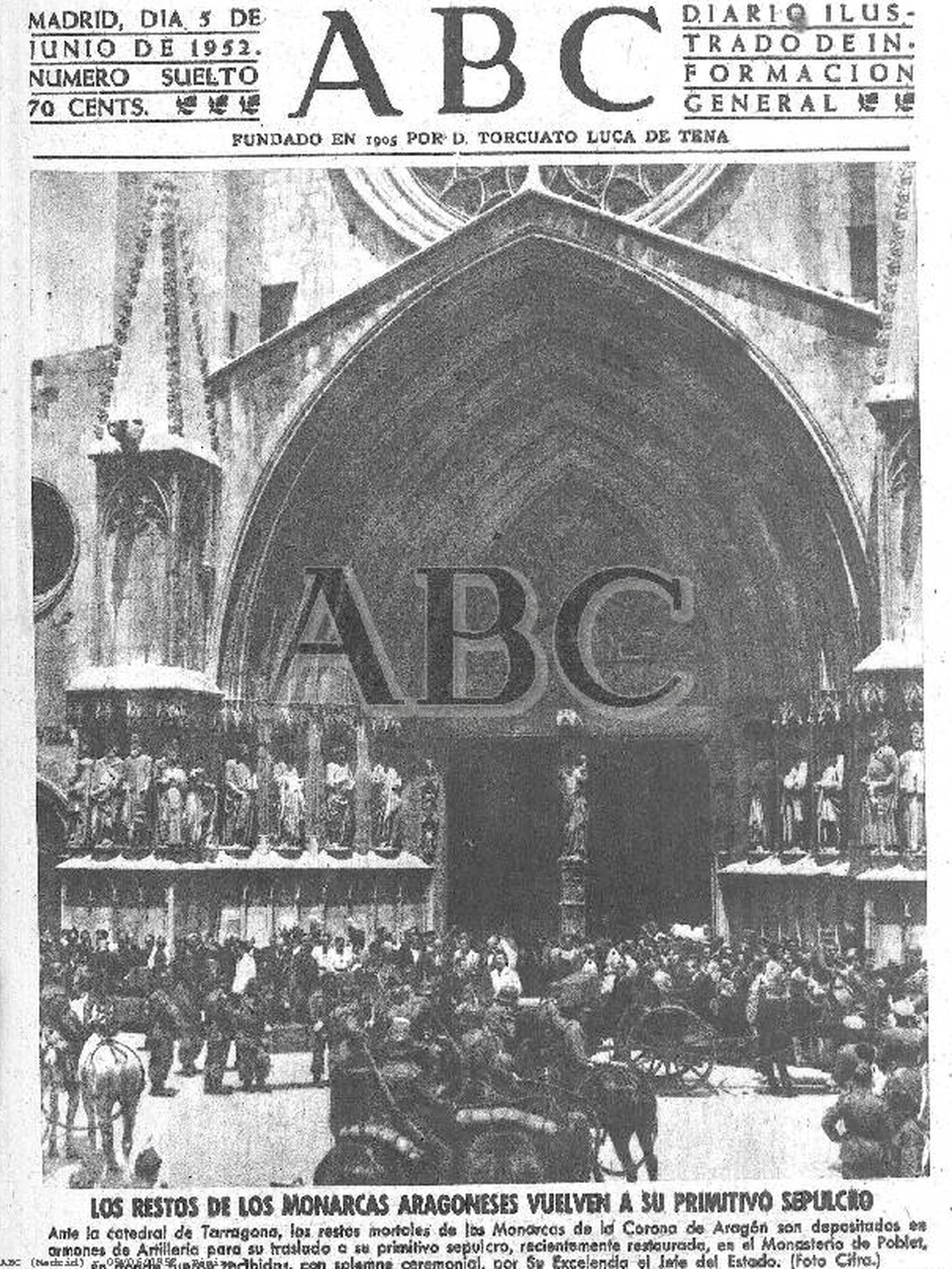 Franco en Poblet, portada de 'ABC'