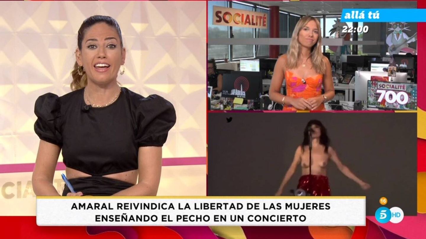 Nuria Marín y Laura Roigé en 'Socialité'. (Mediaset España)