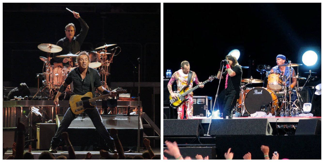Bruce Springsteen (i) y Red Hot Chili Peppers (d), ídolos que llenan estadios. (Efe)