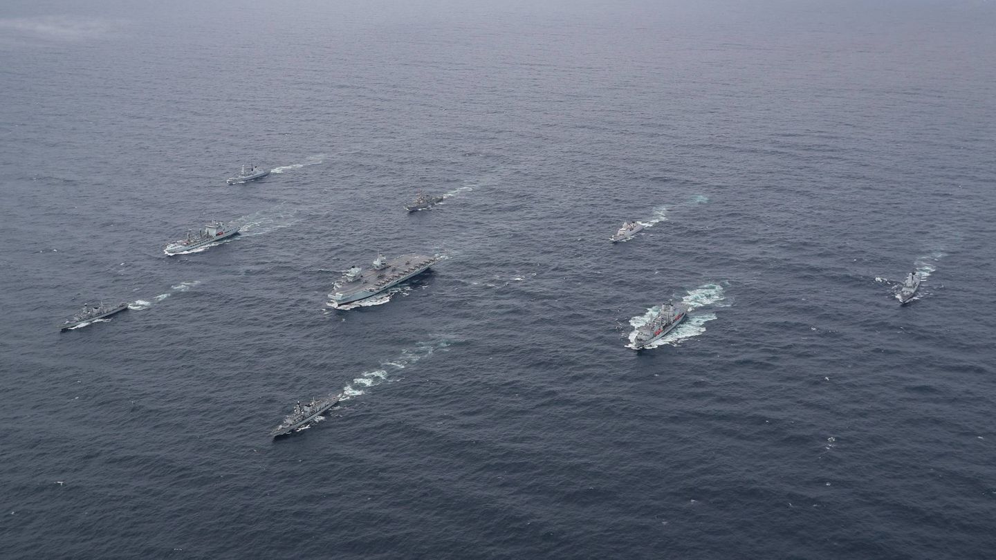 Imagen de la formación naval durante las JOINT WARRIOR 21-1. (NATO)