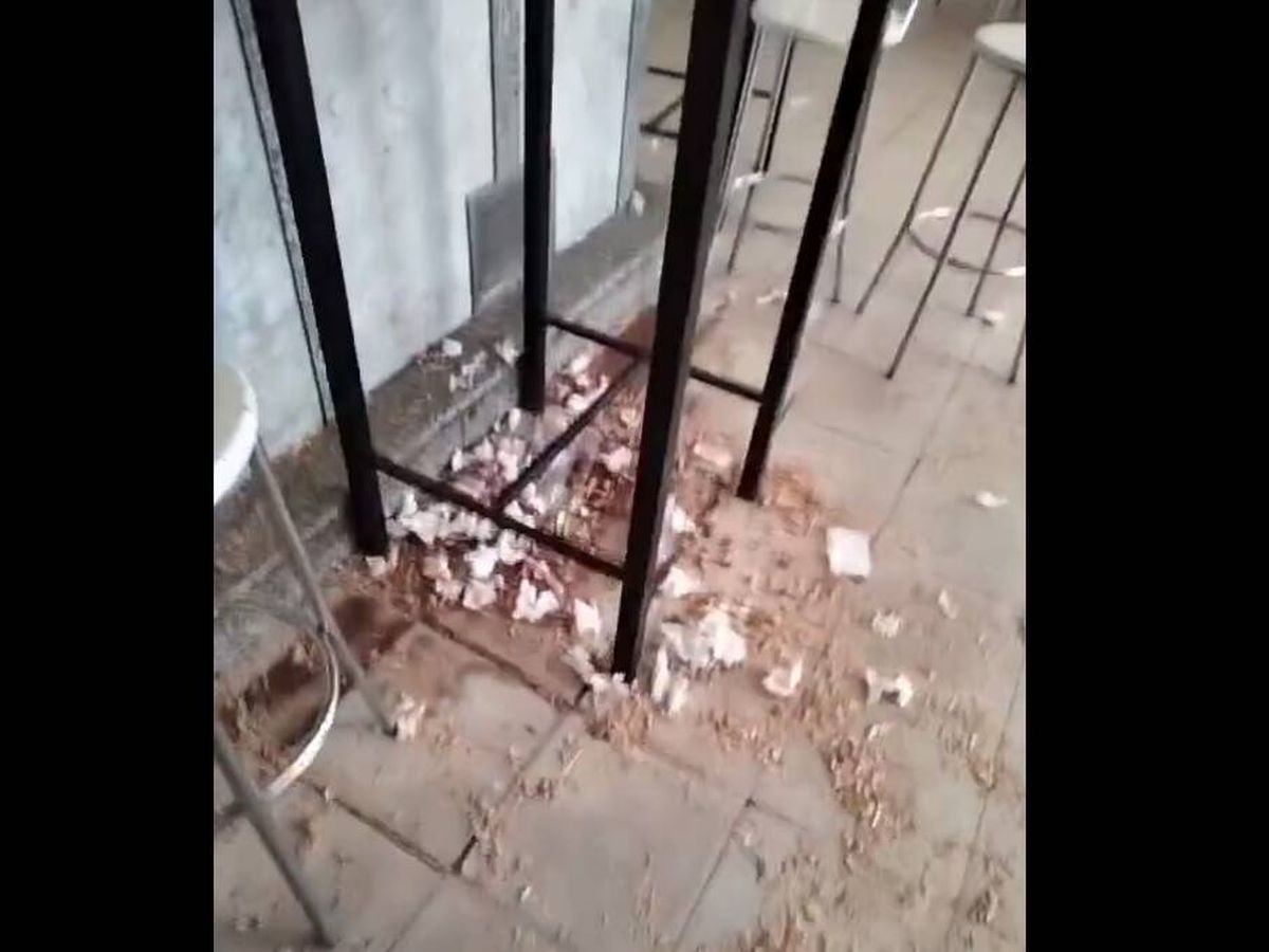 Foto: El vídeo muestra como el suelo del local está lleno de residuos (Twitter/@soycamarero)