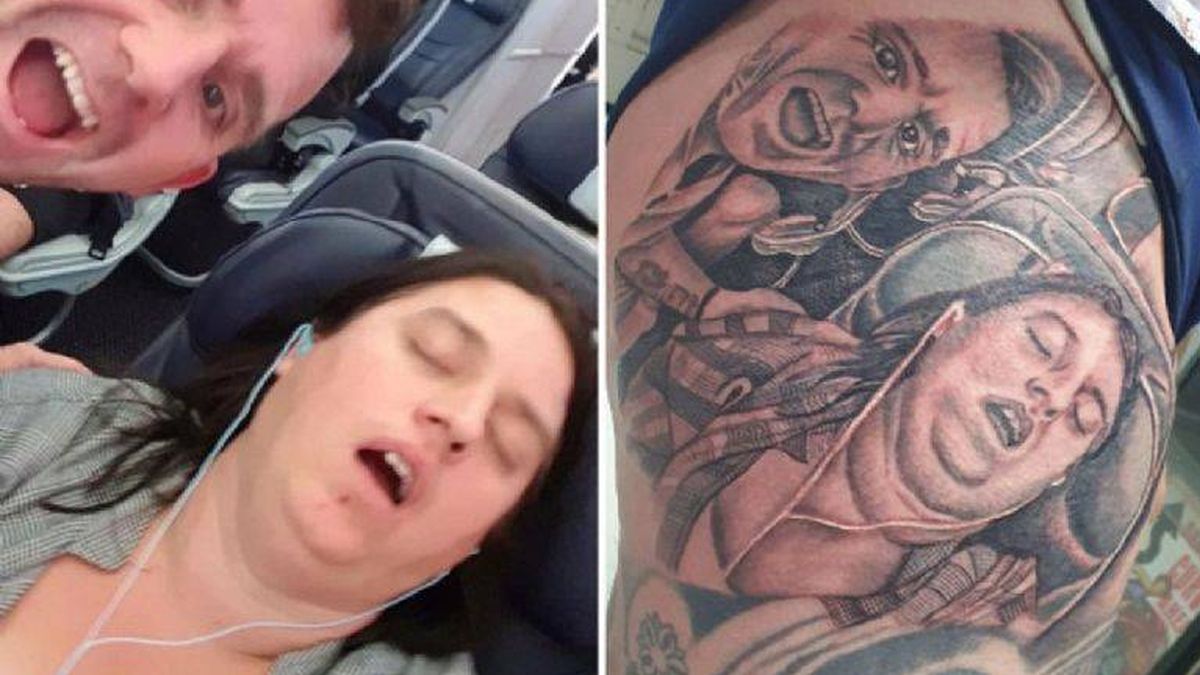Se tatúa, como broma, una foto de su esposa roncando (y ella aún no se ha divorciado)