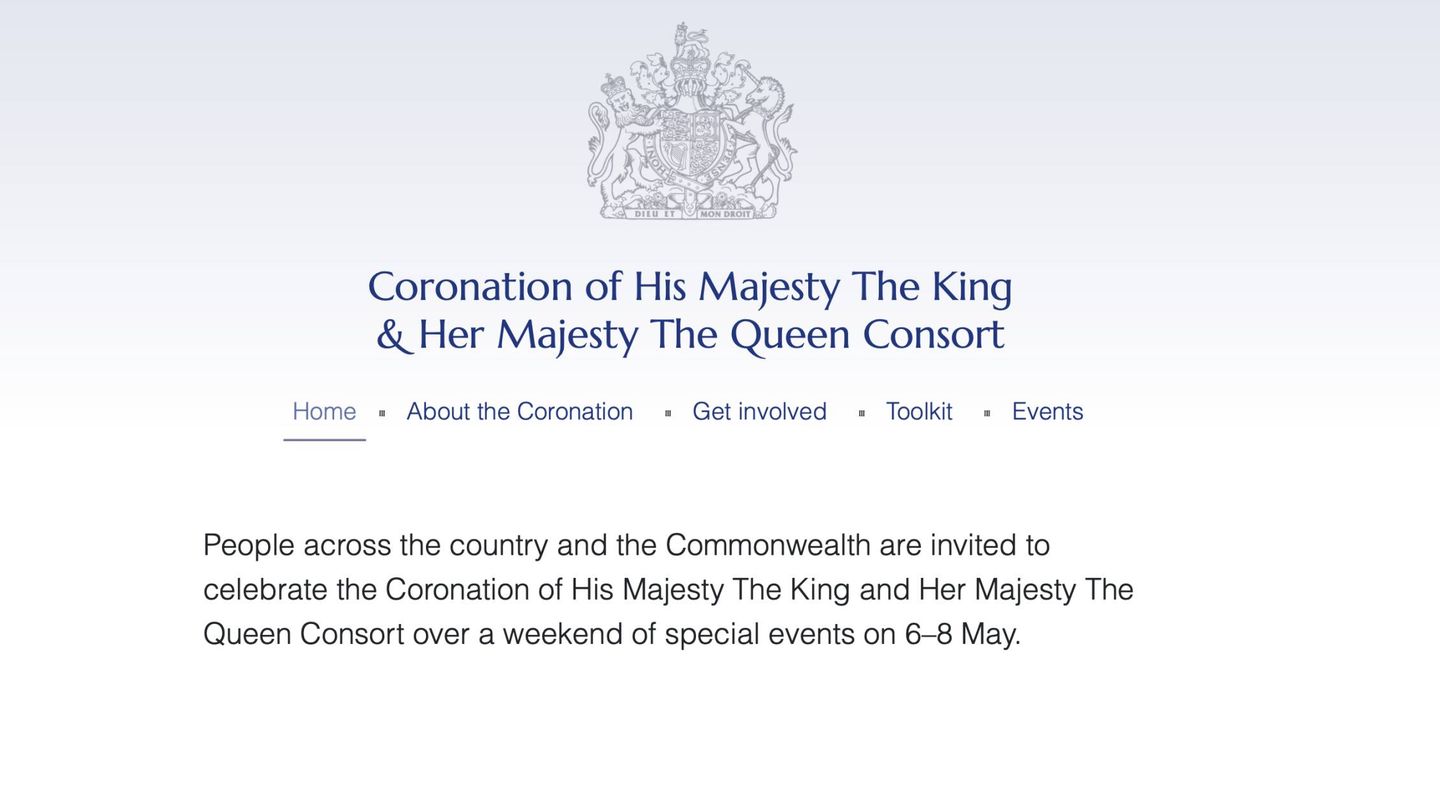 Página web con motivo de la coronación.  (Cortesía/coronation.gov.uk)