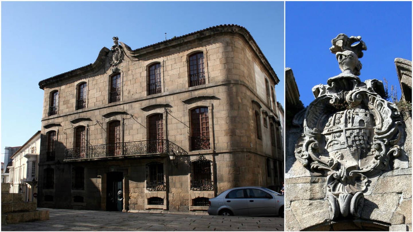 Fachada de la Casa Cornide y escudo, en A Coruña. (Wikicommons)