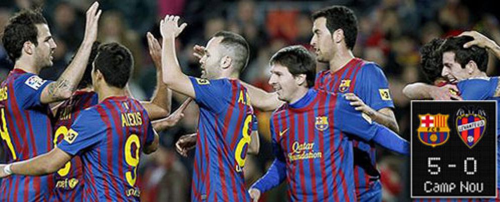 Foto: El Barcelona presenta sus credenciales para el Clásico con una goleada ante un flojo Levante