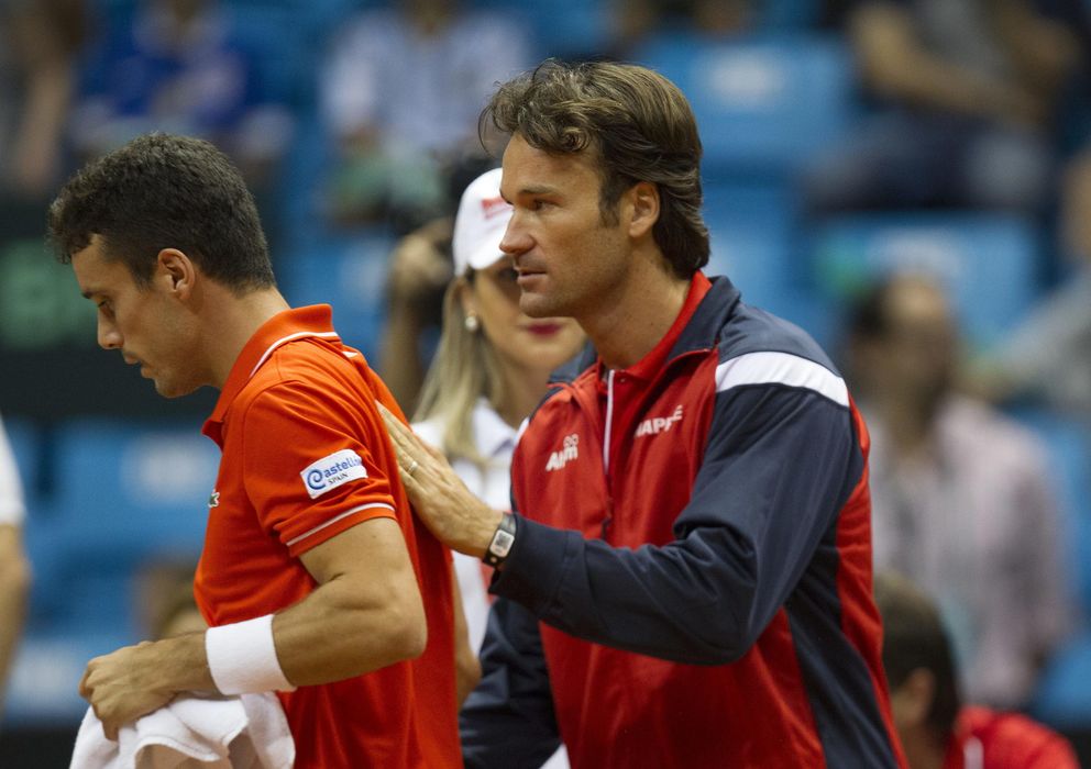 Foto: Carlos Moyá, durante su última eliminatoria como capitán de la Copa Davis.
